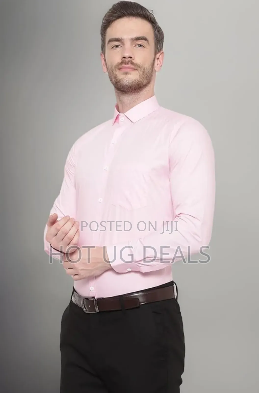 Mens Plain Office Shirts Long Sleeved Casual Button Shirts
