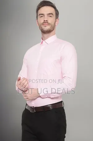 Mens Plain Office Shirts Long Sleeved Casual Button Shirts