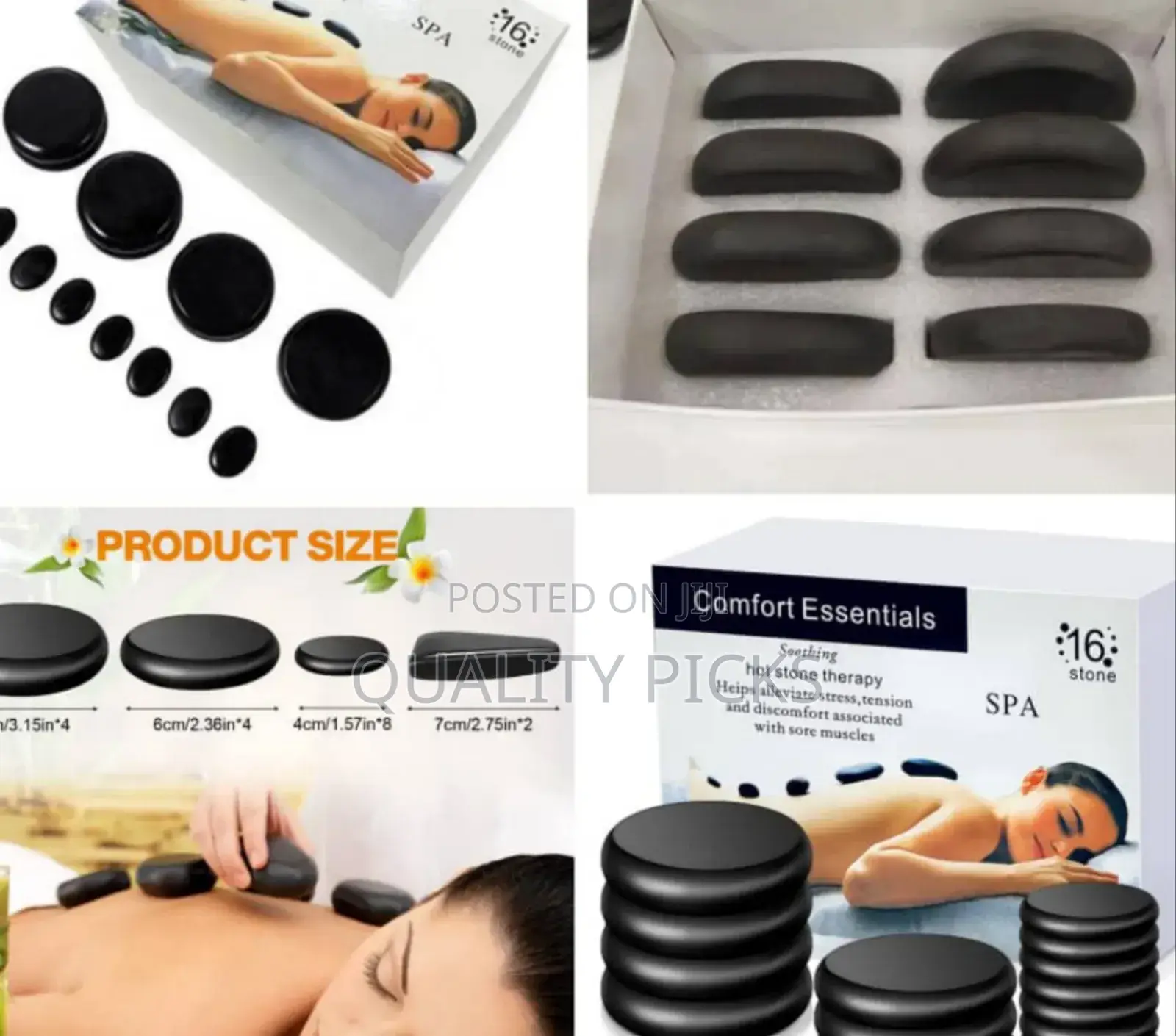 16pc Hot Massage Stones For Professional + Home Relaxing Spa