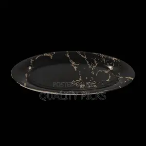 6 Pieces of Black Golden Dinner Plates