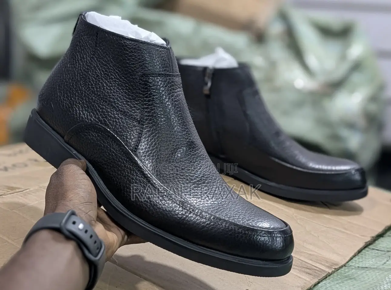 Original Black Clarks Premium Leather Gentle Laceless Boots