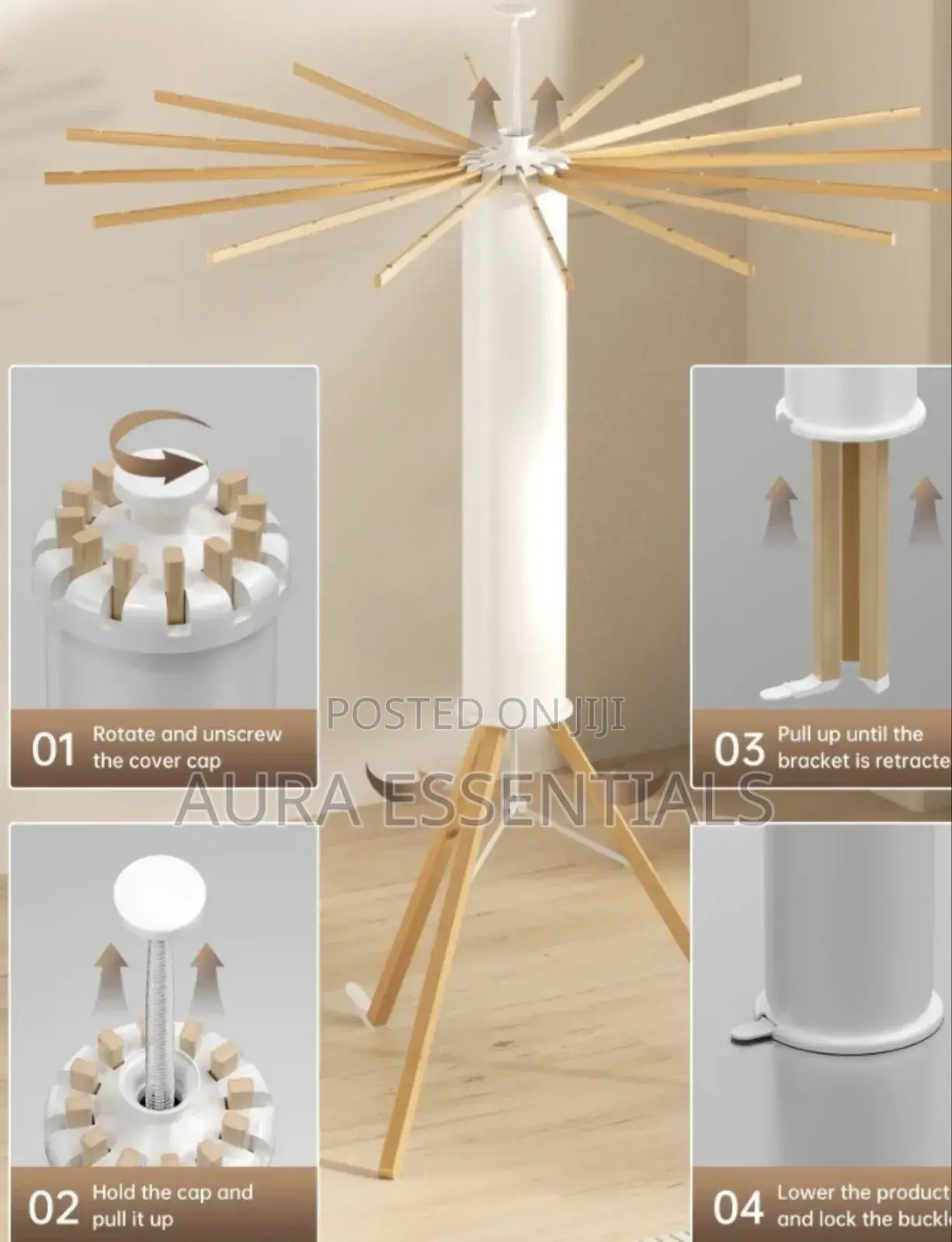 Foldable Wooden Metal Collapsible Clothes Drying Rack