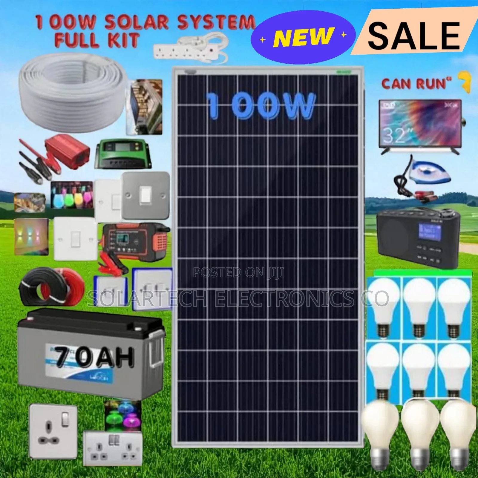 100w Solar System Full Kit/ All Installation Materials Yuko