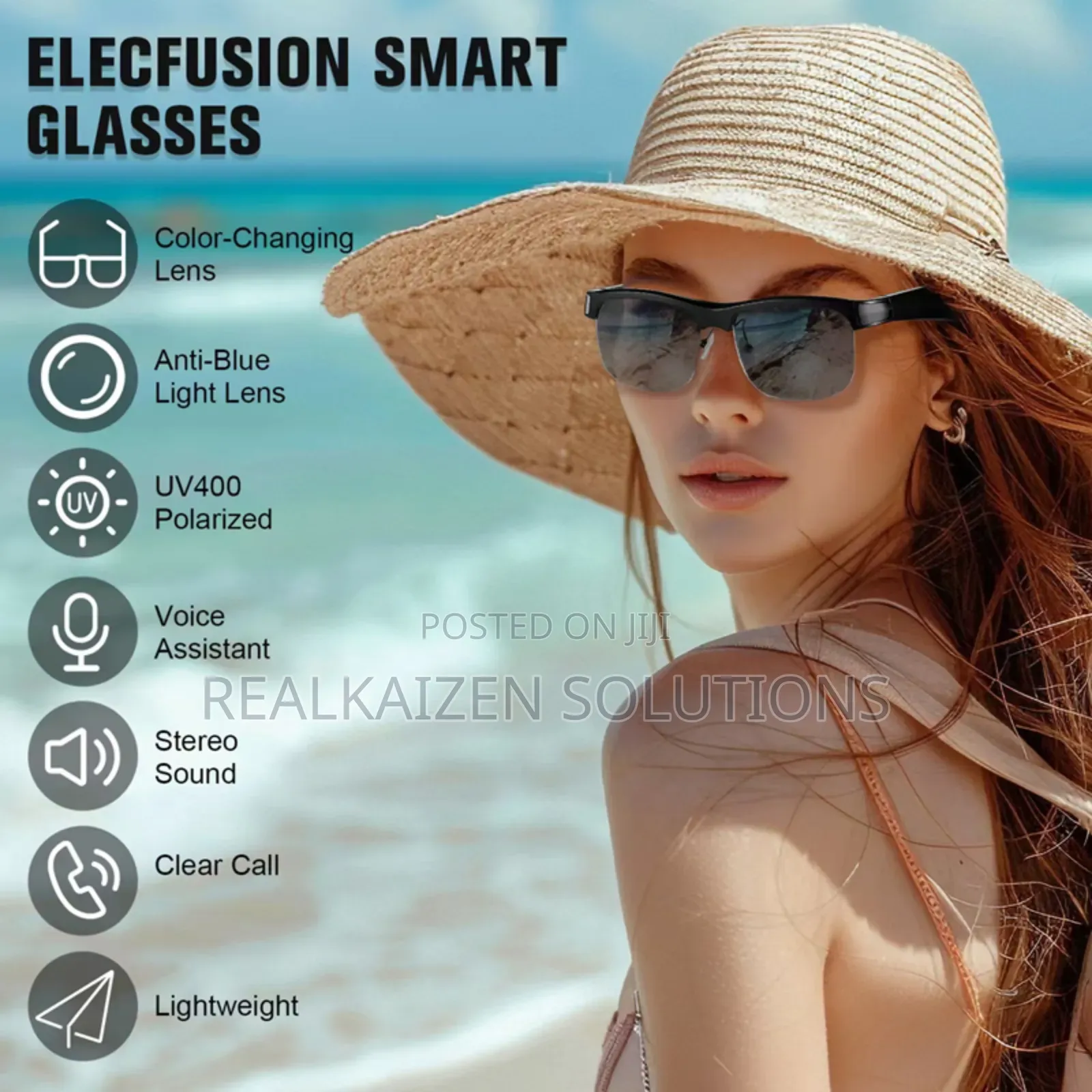 Smart Polarized Bluetooth Sunglasses Built-in Mic Speakers