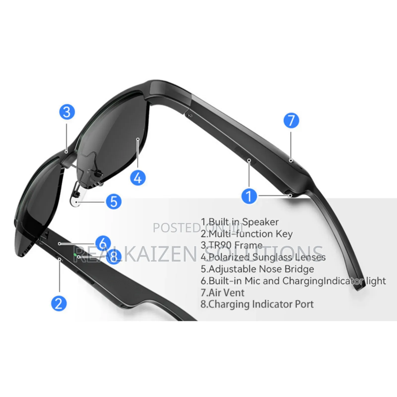 Smart Polarized Bluetooth Sunglasses Built-in Mic Speakers
