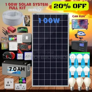 100w Solar System Full Kit/ Support Tv, Lighting Charging