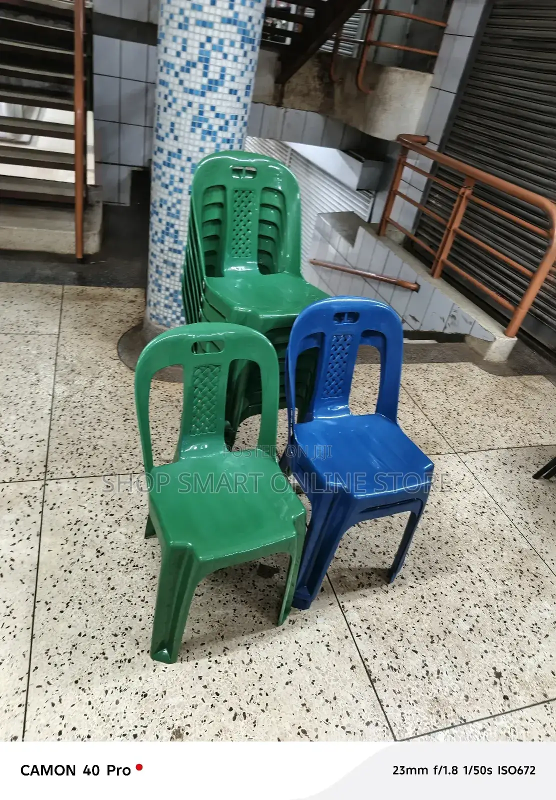 Armless Plastic Chairs Plastic Chairs Blue Green