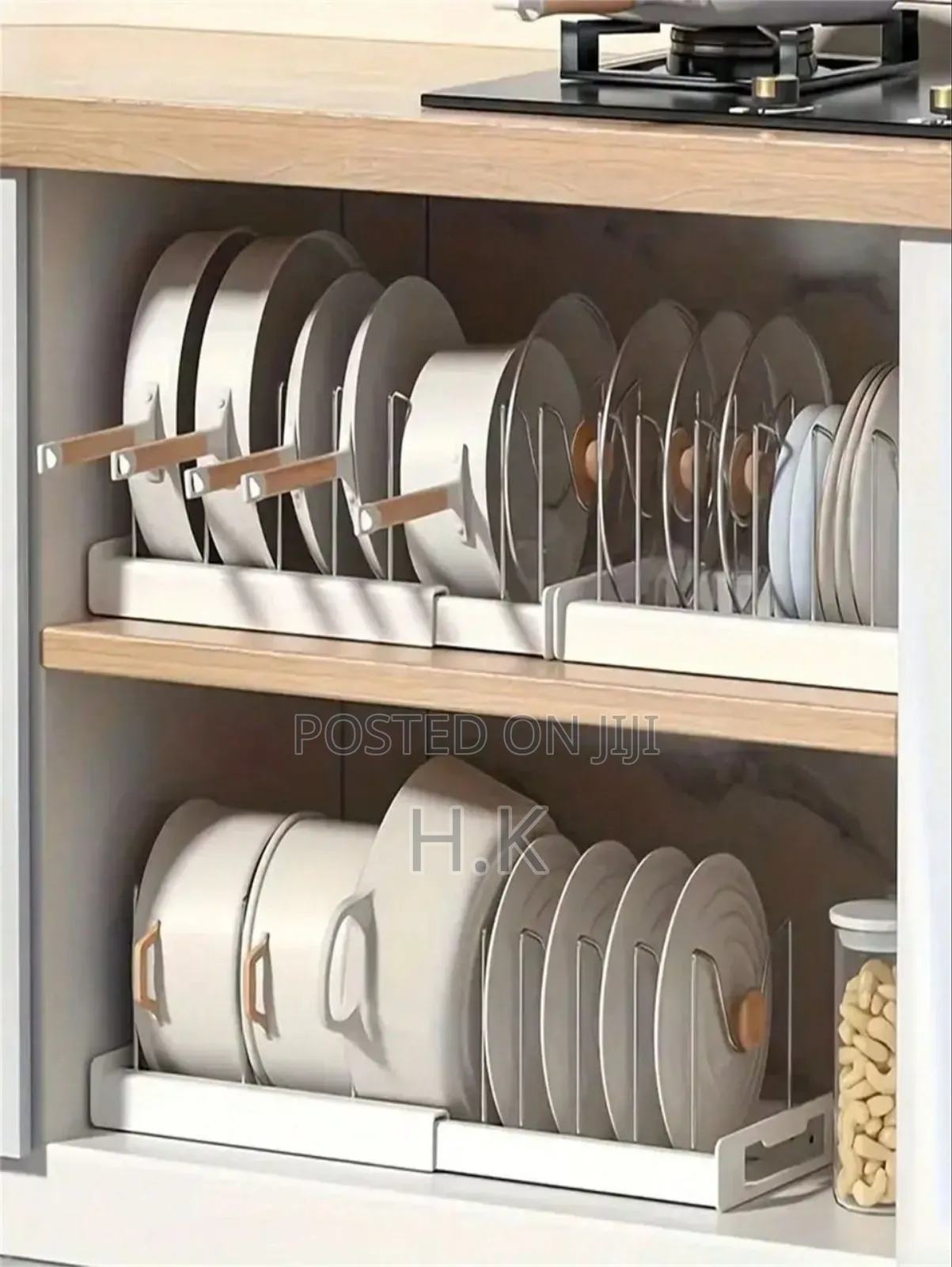 Expandable Kitchen Cabinet Pot Organizer Rack