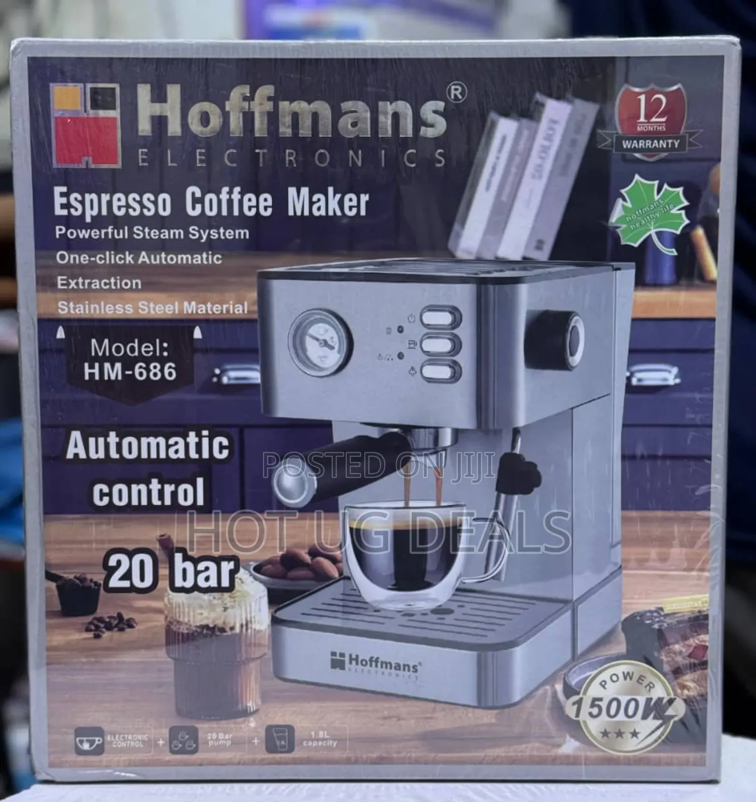Hoffmans Espresso Coffee Maker - Silver