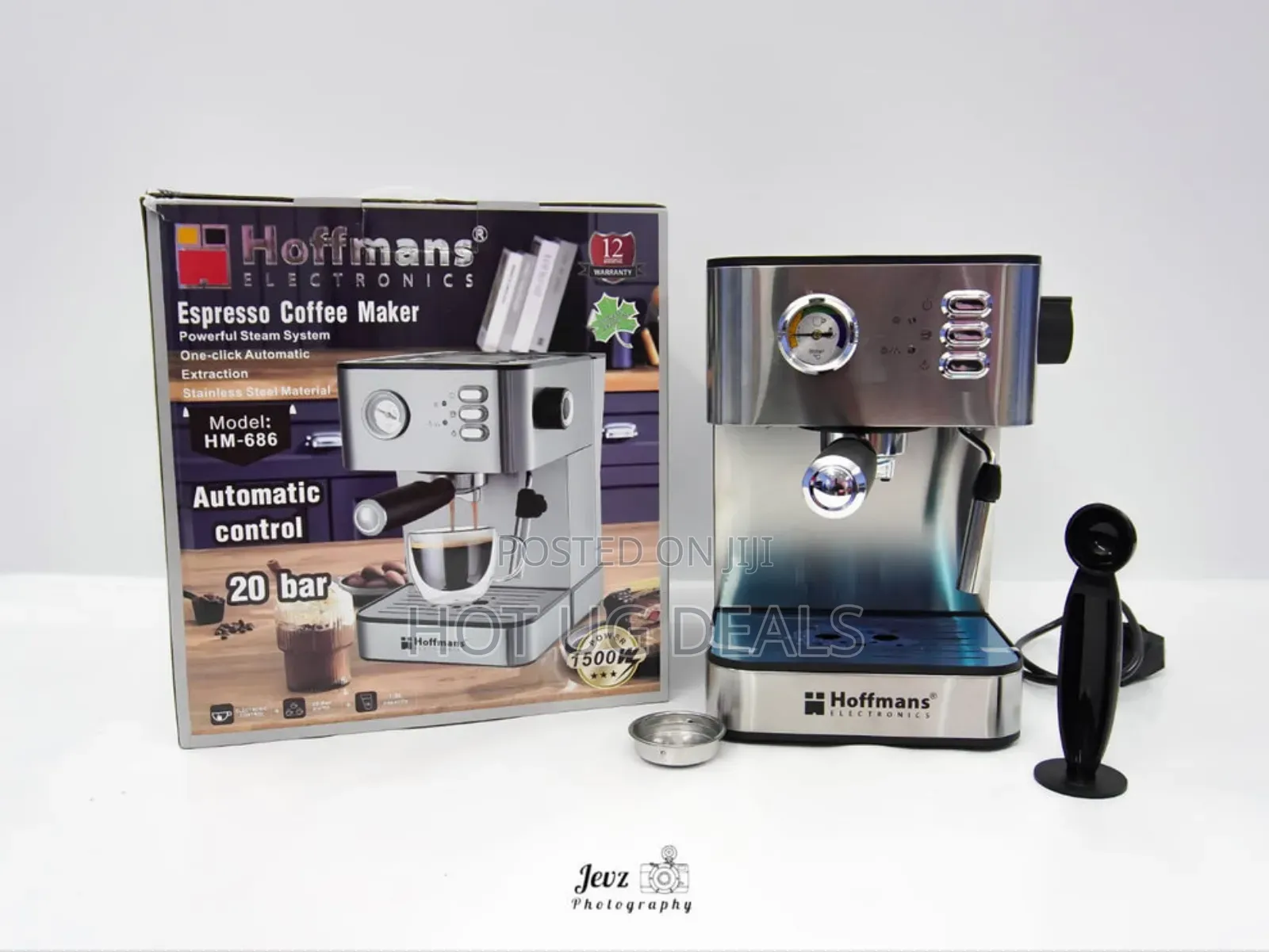 Hoffmans Espresso Coffee Maker - Silver