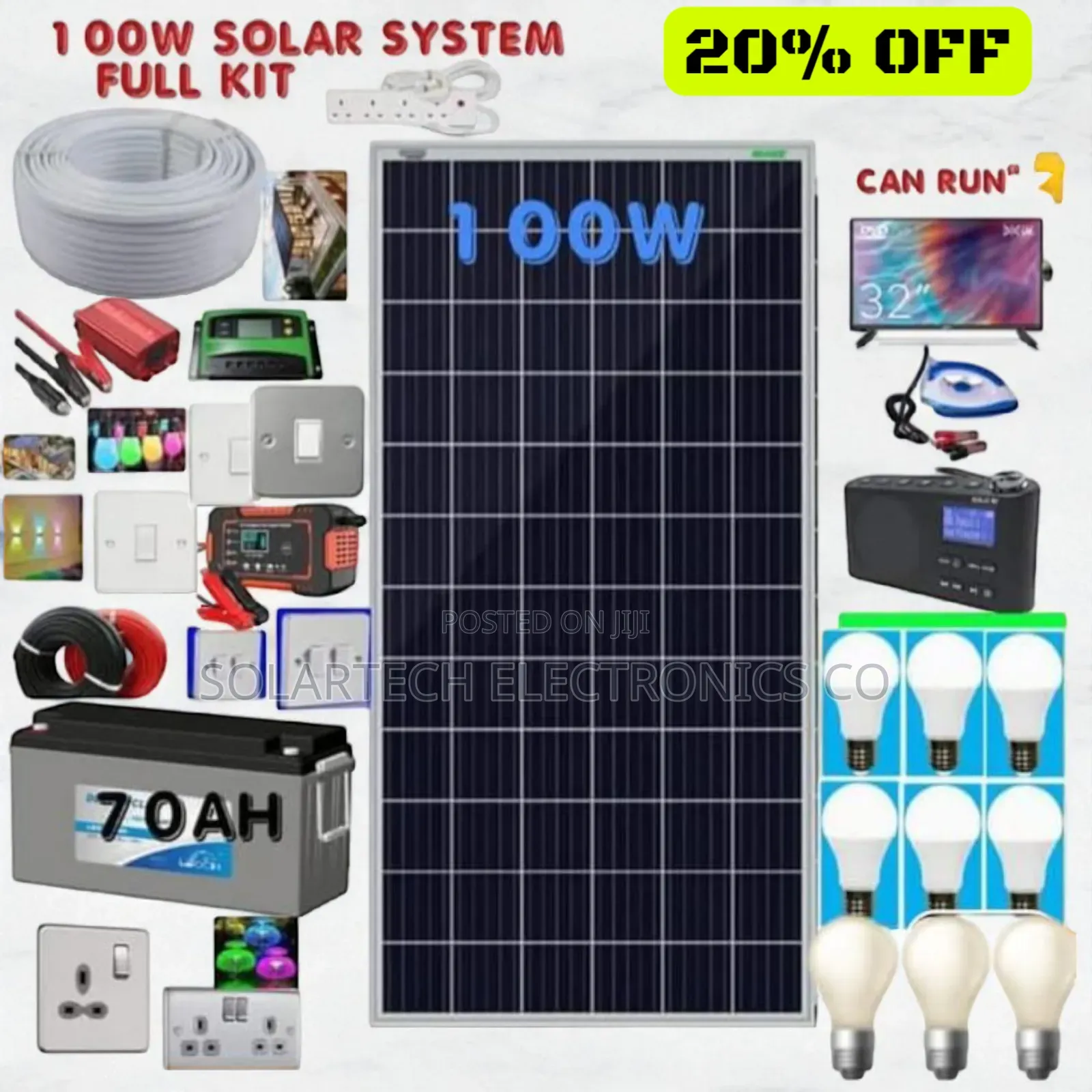 100w Original Solar System Full Kit /Solar for Home Use Yuka