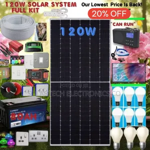 120w Solar System Full Kit/ Supports Tv, Lights Charging