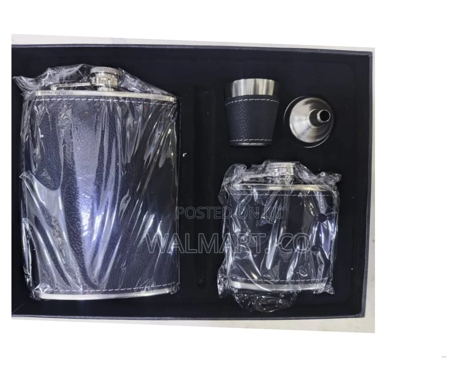 Set Stainless Hip Flask Leather Wine Bottle