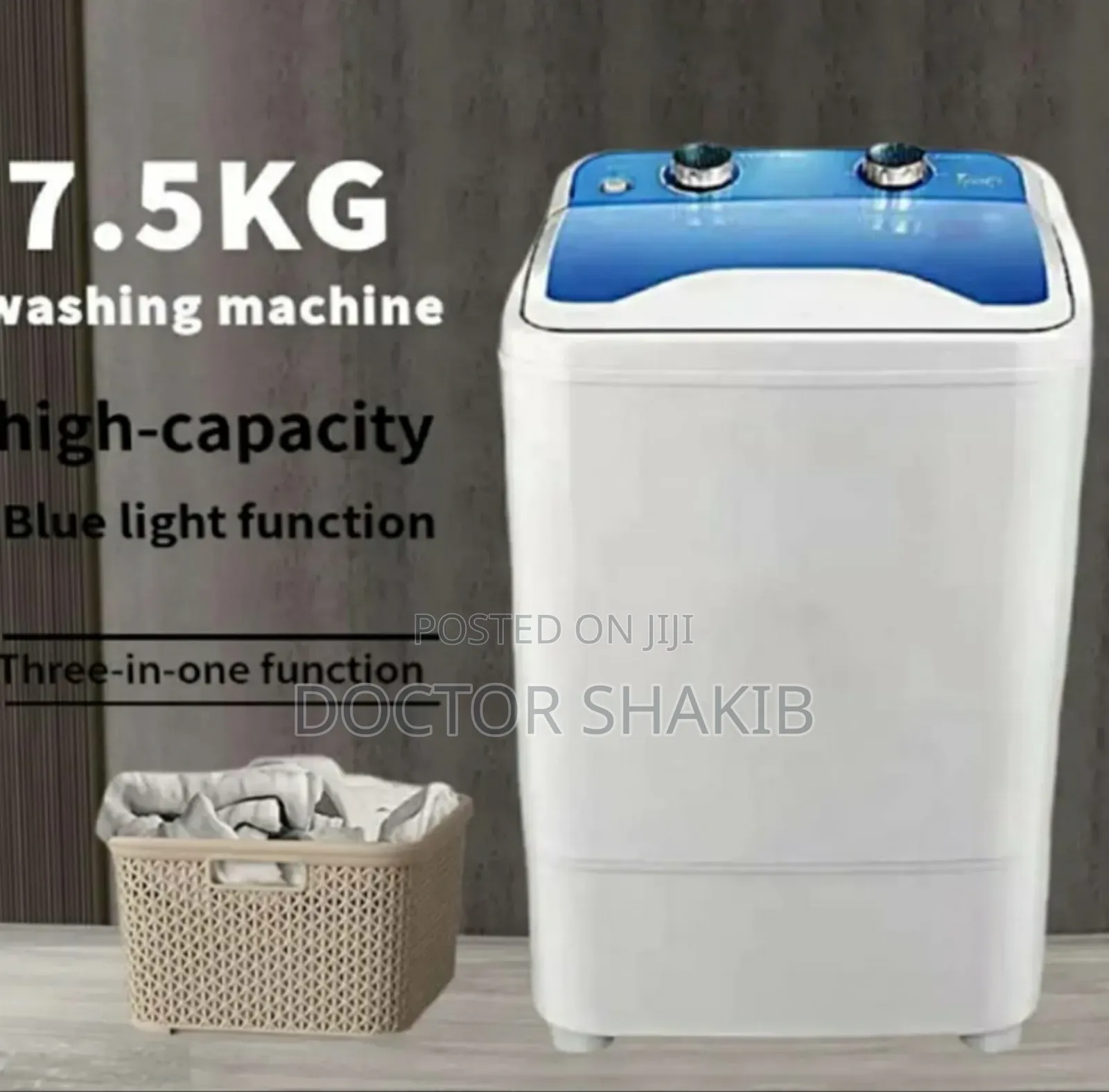 7.5kg High-Capacity, Three-in-One Portable Washing Machine