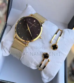 Hannah Martin Gold Casual Watch With Black Display