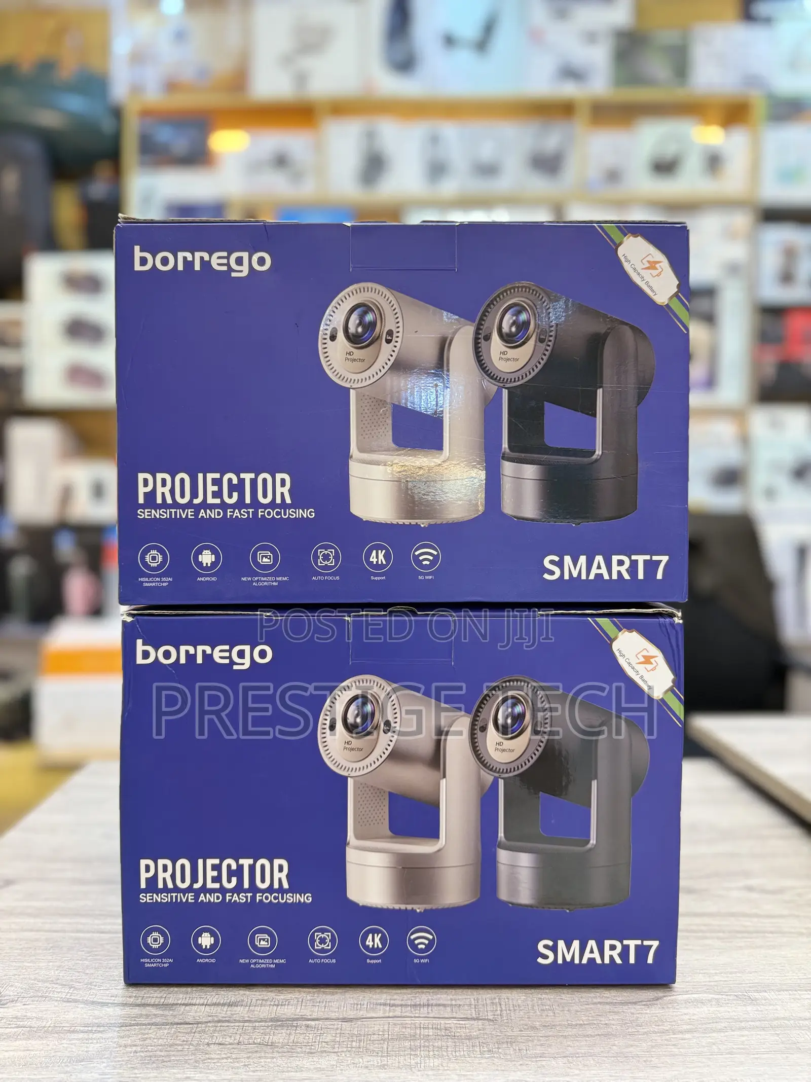 Borrego Smart 7 Projector Rechargeable Projector 3 Hours