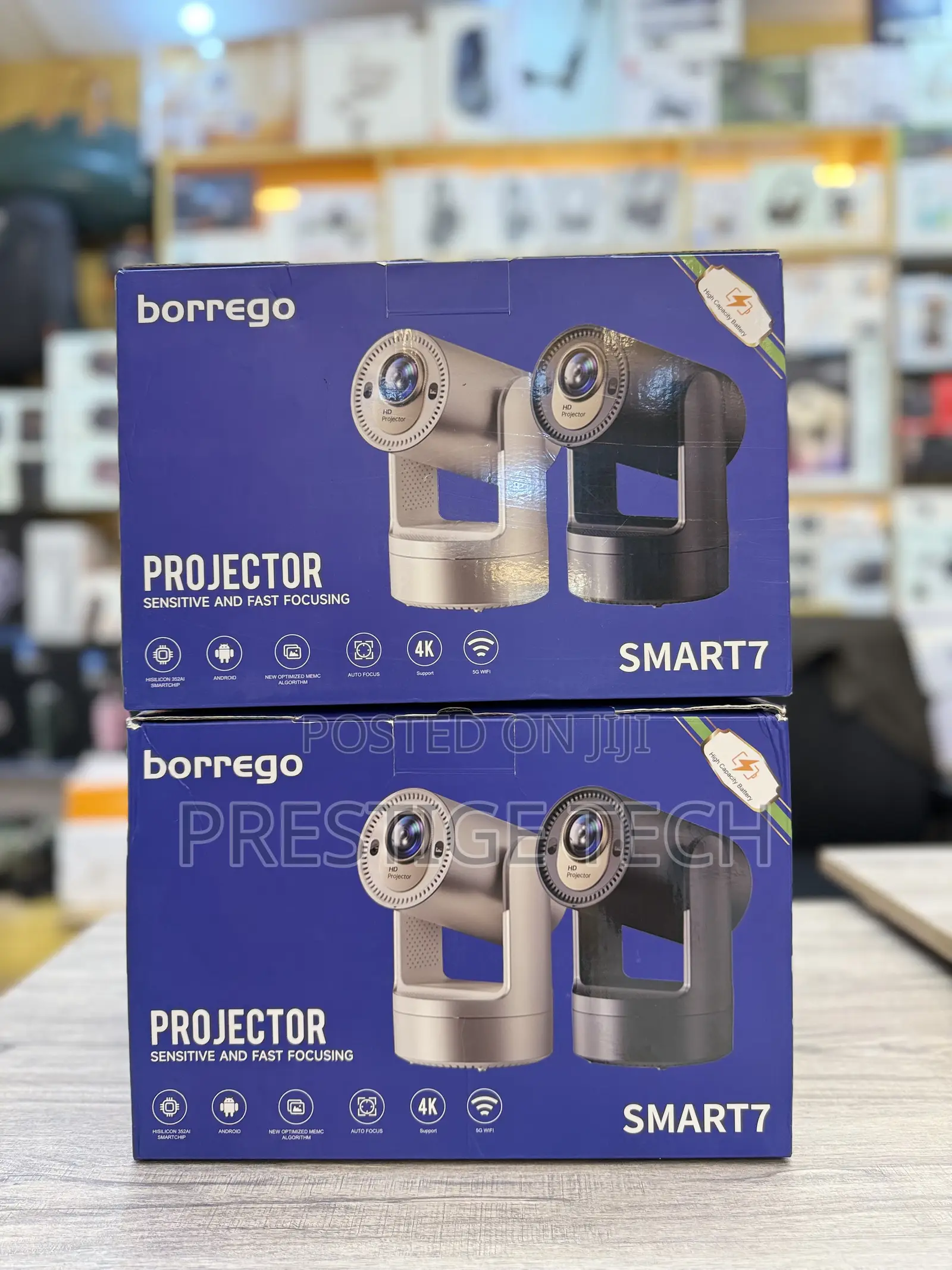 Borrego Smart 7 Projector Rechargeable Projector 3 Hours
