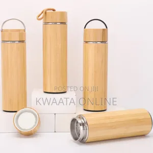 Bamboo Thermos Bottle,304 Stainless Steel Flask-500ml