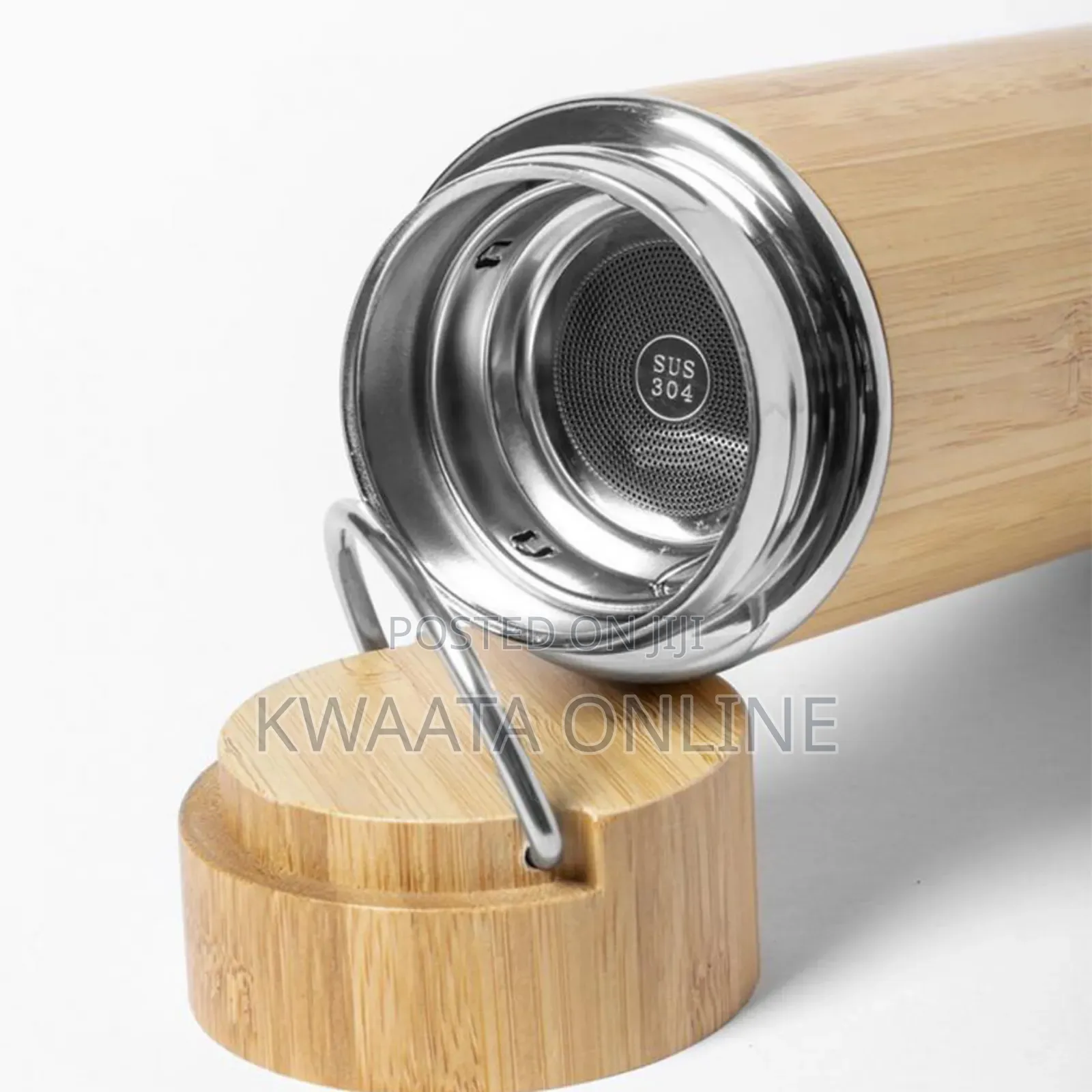 Bamboo Thermos Bottle,304 Stainless Steel Flask-500ml