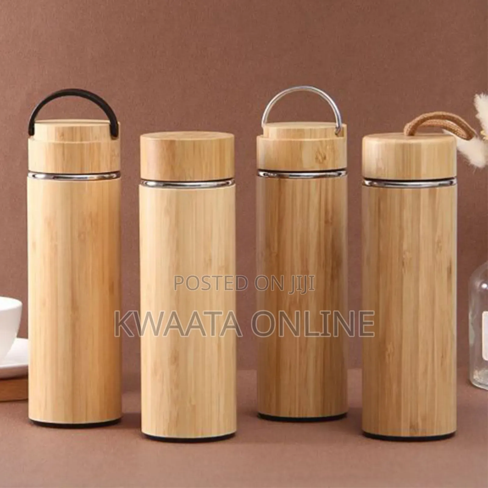 Bamboo Thermos Bottle,304 Stainless Steel Flask-500ml