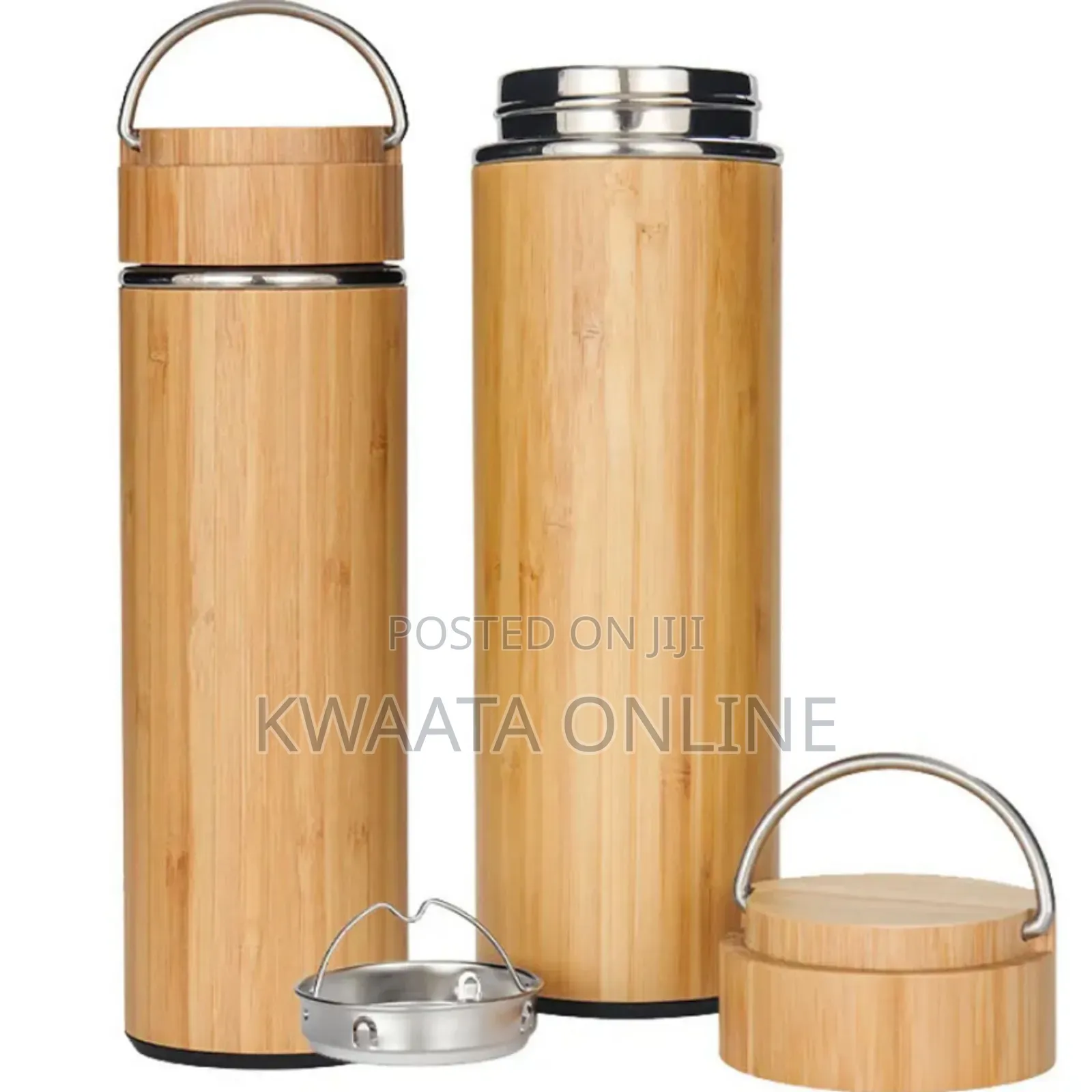 Bamboo Thermos Bottle,304 Stainless Steel Flask-500ml
