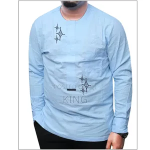 Kitengi Modern Long-Sleeve Dashiki With Tribal Embroidery