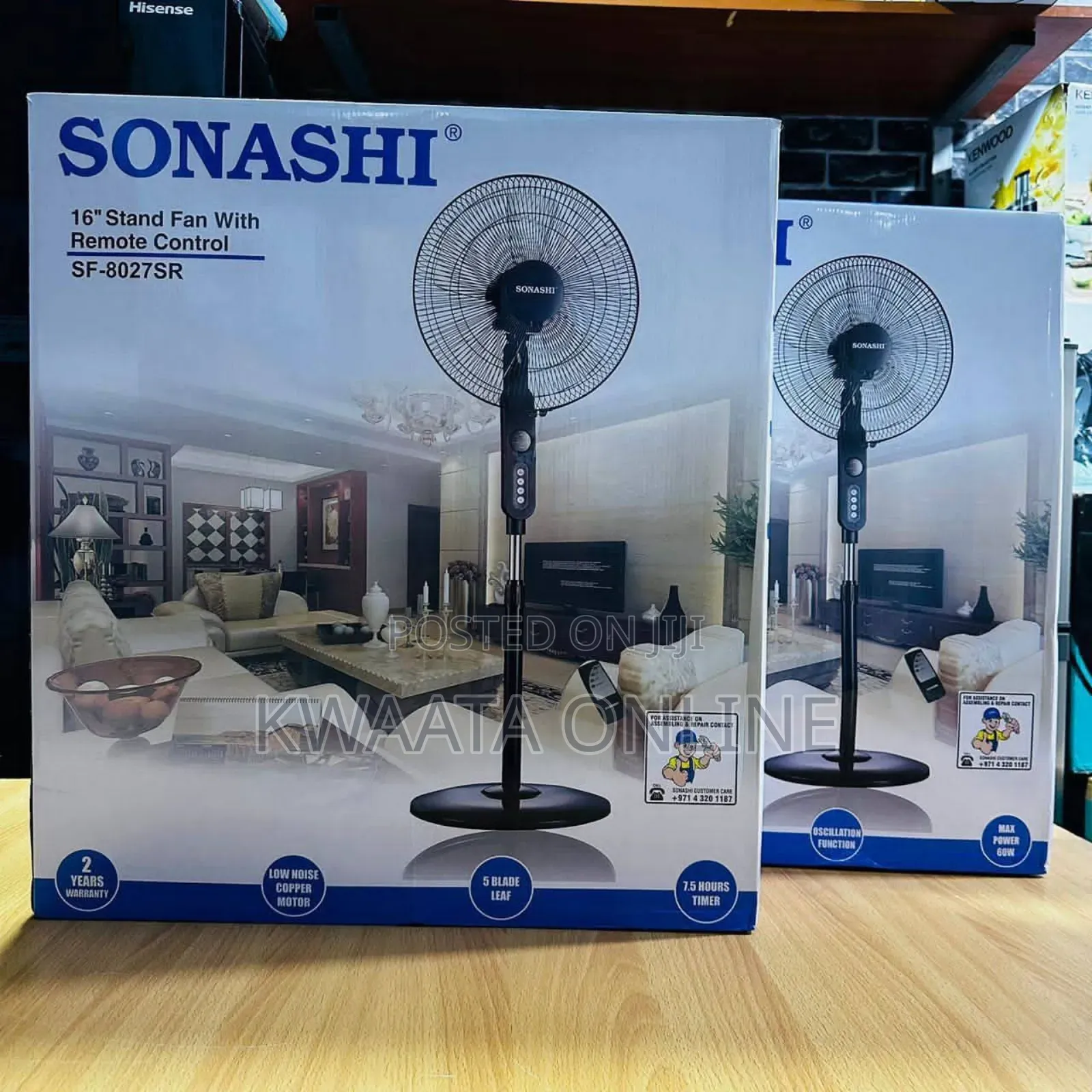 16inch Sonashi Stand Fan [Black] With Remote Control