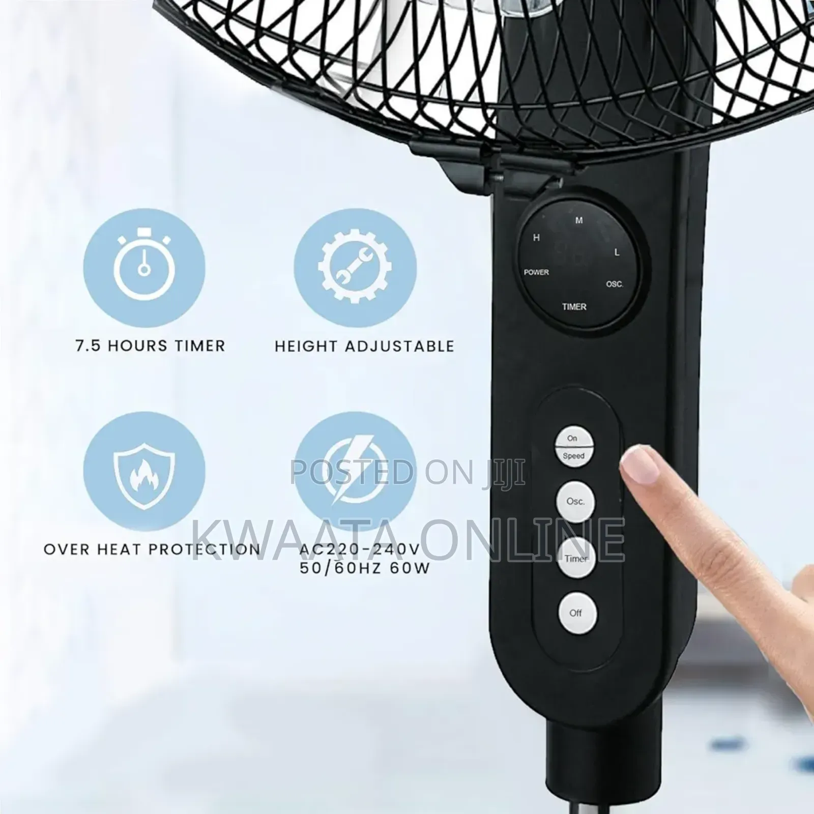 16inch Sonashi Stand Fan [Black] With Remote Control