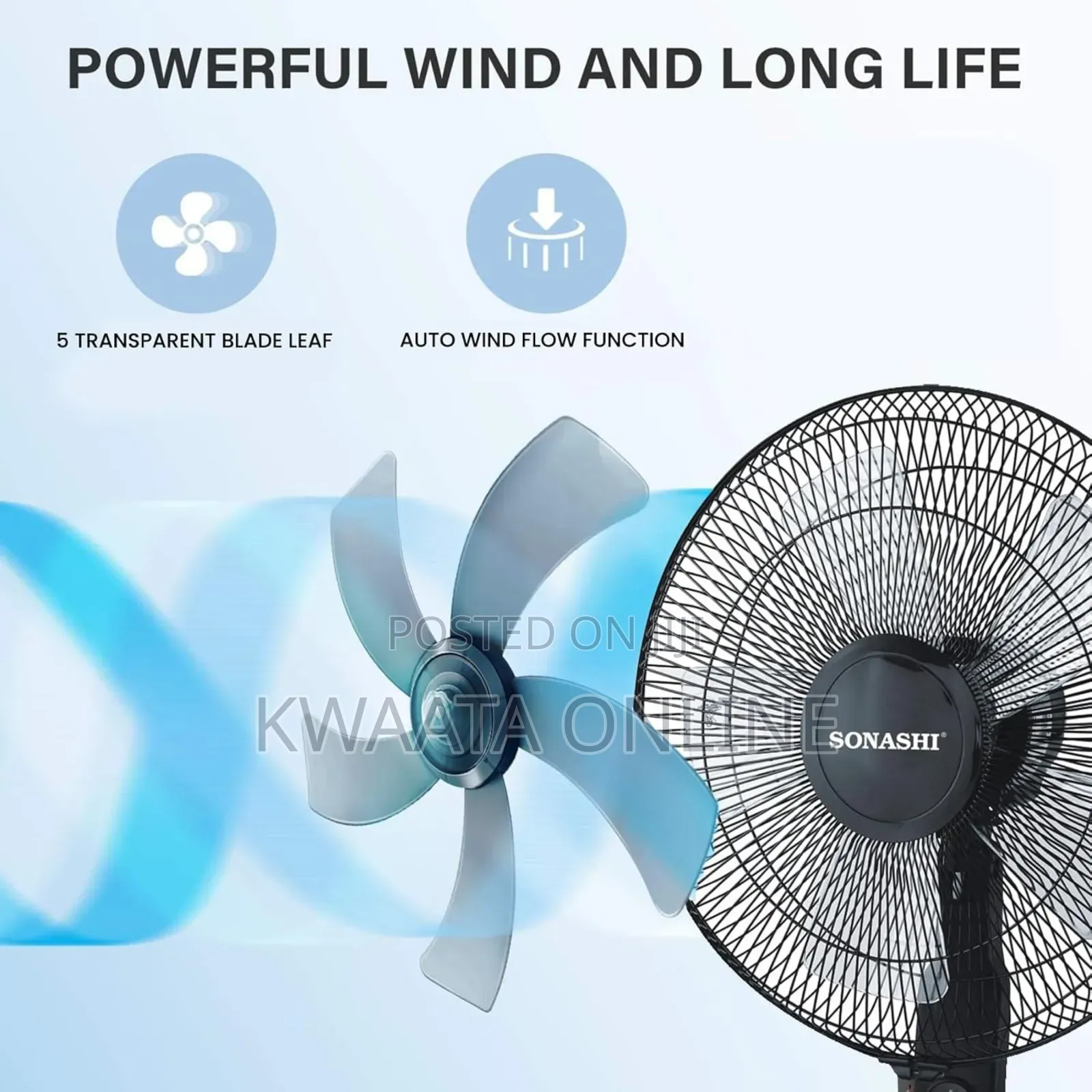 16inch Sonashi Stand Fan [Black] With Remote Control