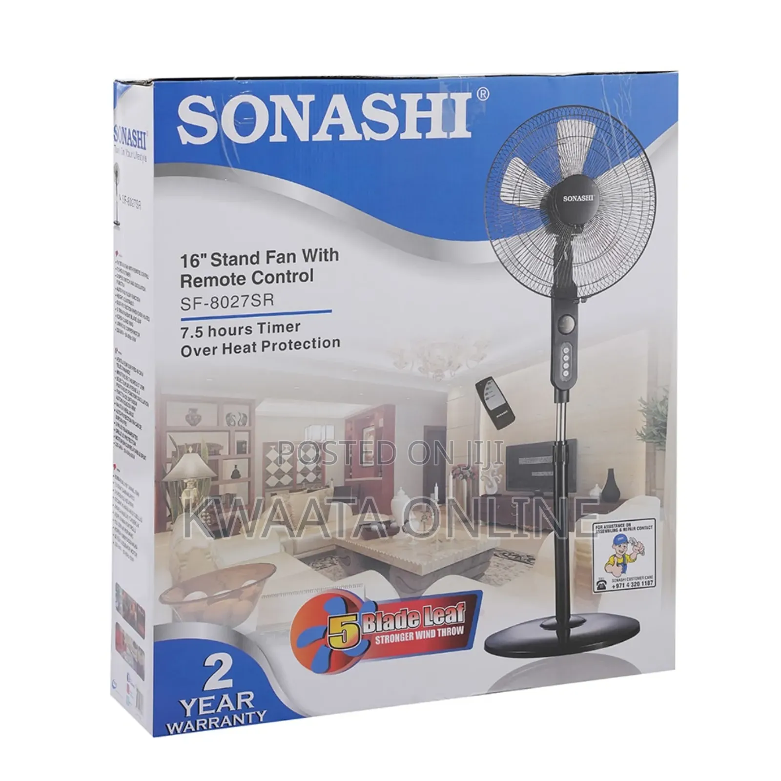16inch Sonashi Stand Fan [Black] With Remote Control