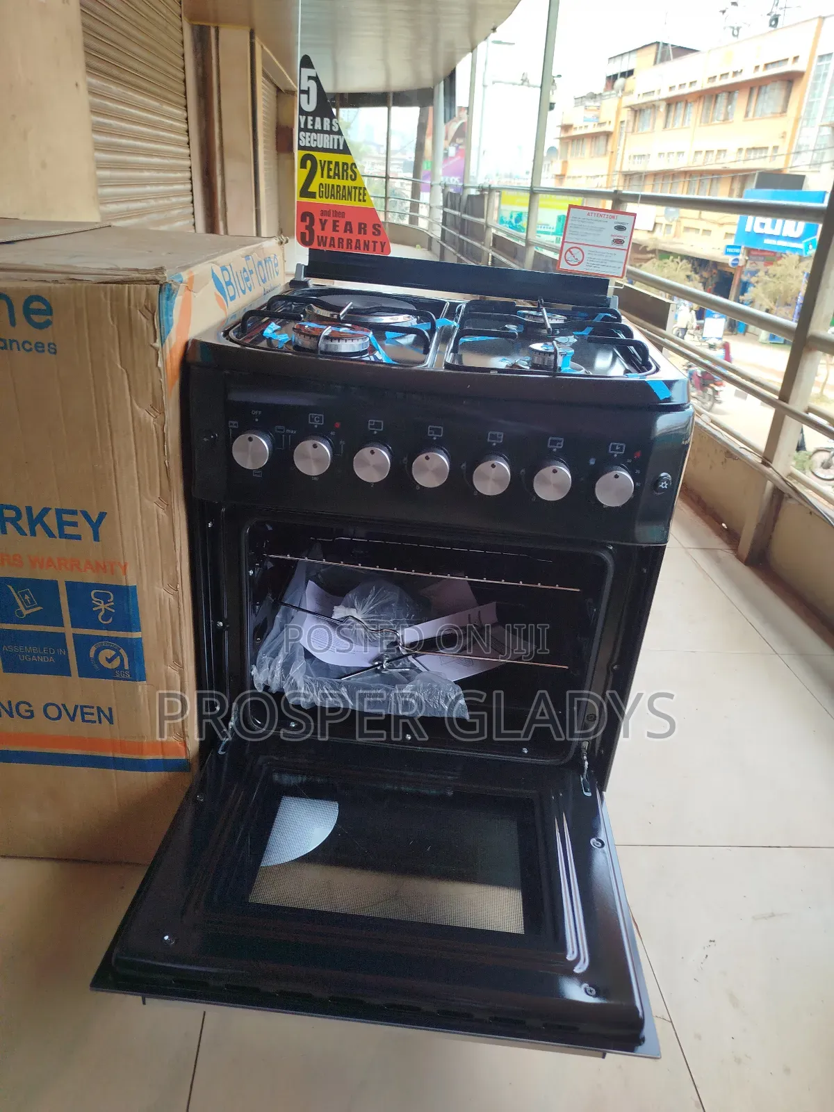 3+1 60 by 60 Blue Frame Standing Gas Cooker