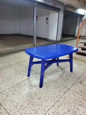 X_shaped Legs Rectangular Plastic Table Blue