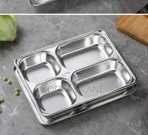 2pcs Stainless Steel Rectangular Food Serving Plate Tray