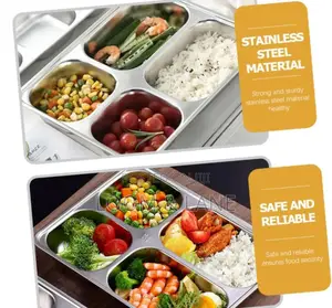2pcs Stainless Steel Rectangular Food Serving Plate Tray