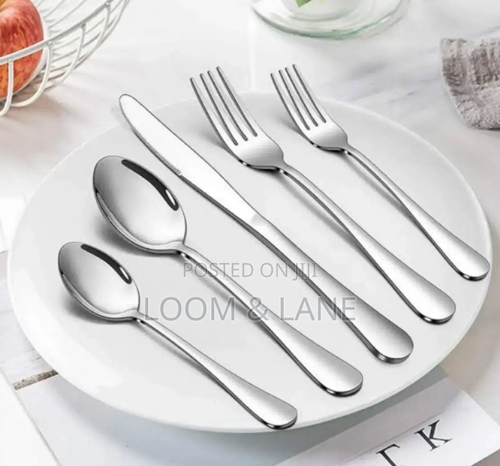 24-Piece Cutlery Set-Silver Stainless Steel