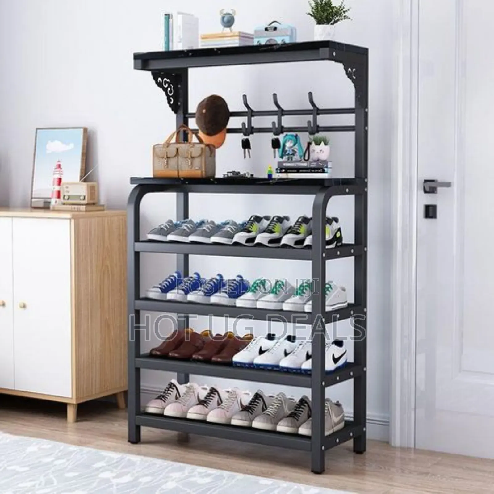 Shoe And Hat Rack - Black.