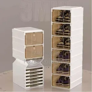 6 Tier Foldable Plastic Shoe Rack Storage Organizer - White