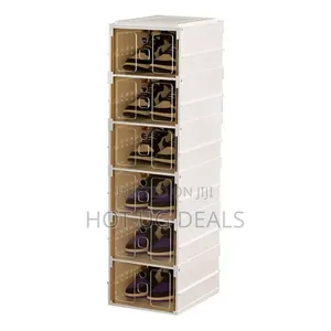 6 Tier Foldable Plastic Shoe Rack Storage Organizer - White