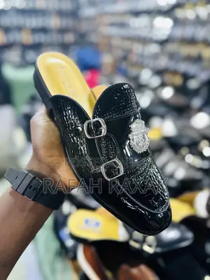 Original Black Shinny Billionaire Mules Half Shoes