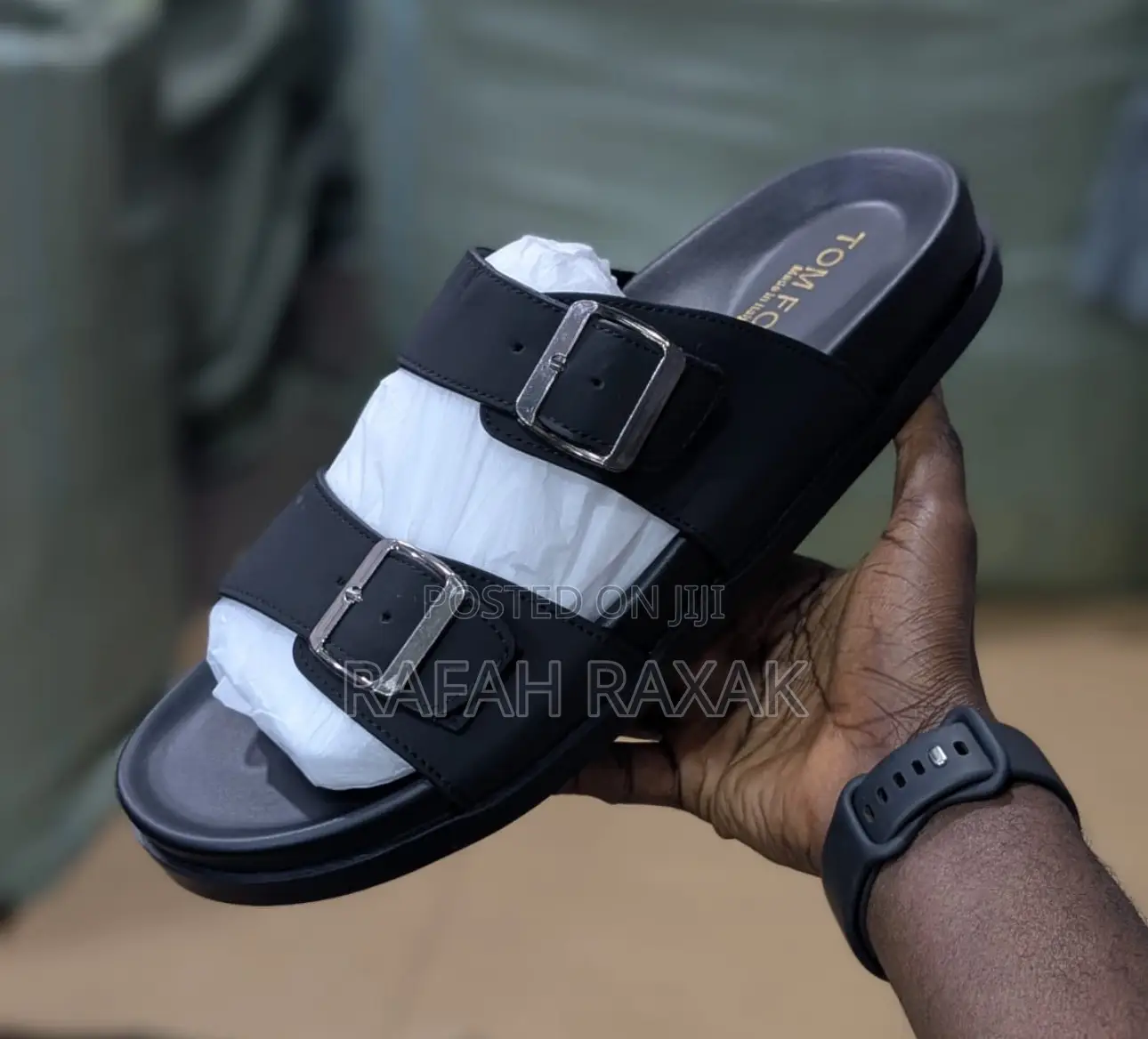 Original Black Tom Ford Double Strap Luxury Sandals
