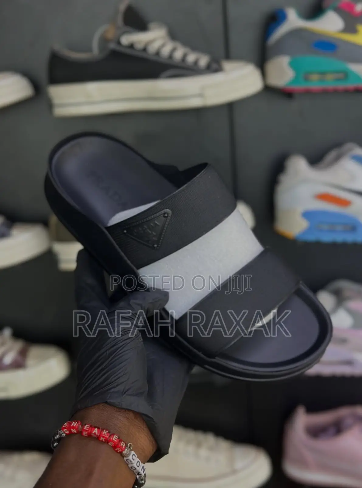 Original Men’S Black Prada Double Strap Luxury Sandals