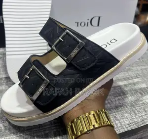 Original Men’S Black/White Dior Double Straps Sandals