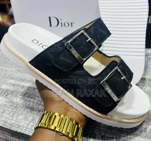 Original Men’S Black/White Dior Double Straps Sandals