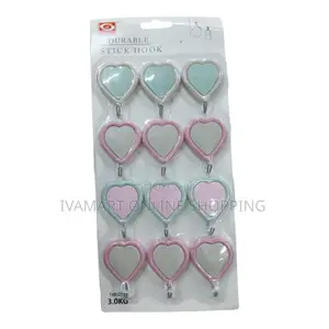 Adhesive Wall Sticky Hooks - 12 in Pack
