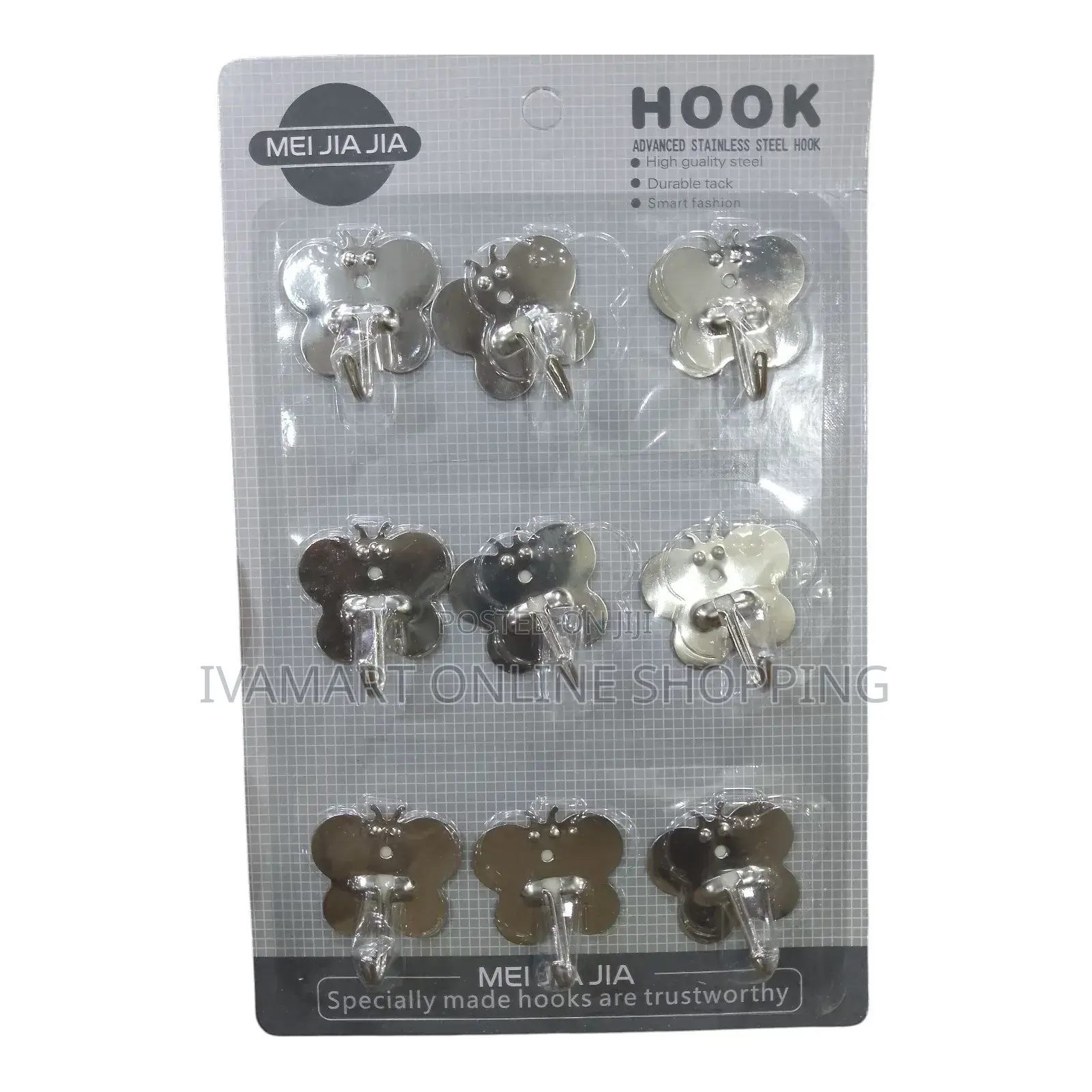 Adhesive Wall Sticky Hooks - 9 in a Pack