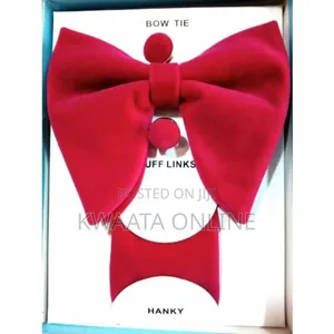 Velvet Bow Ties Cufflinks Pocket Square Sets With Gift Box