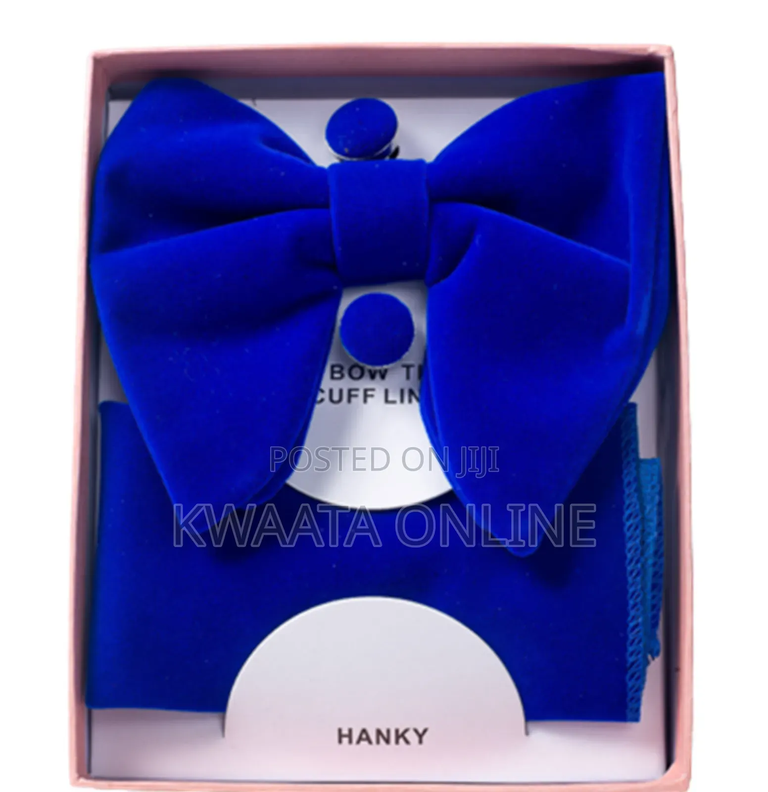 Velvet Bow Ties Cufflinks Pocket Square Sets With Gift Box
