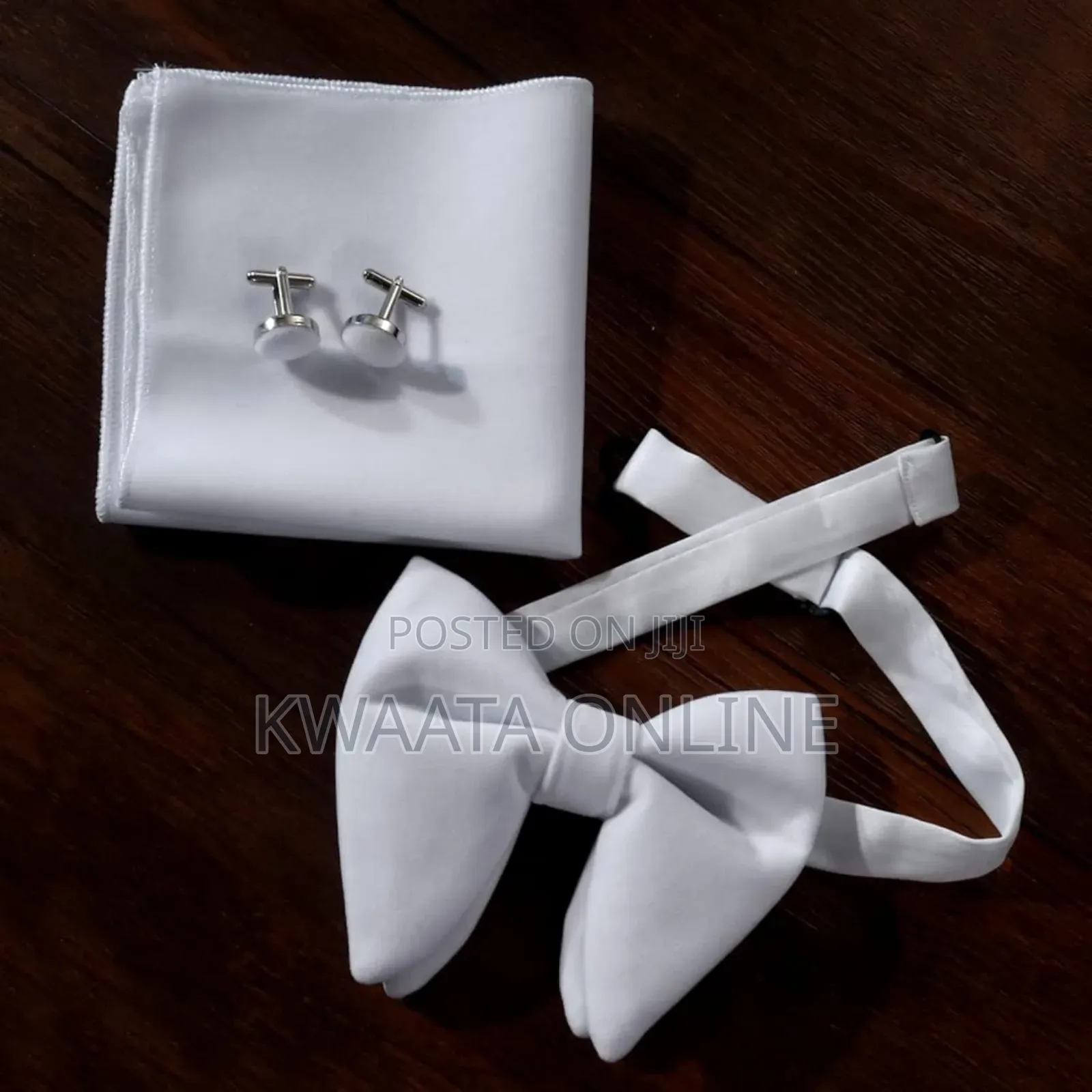 Velvet Bow Ties Cufflinks Pocket Square Sets With Gift Box