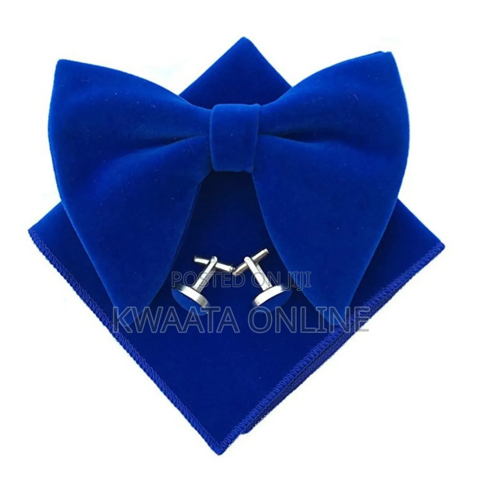 Velvet Bow Ties Cufflinks Pocket Square Sets With Gift Box