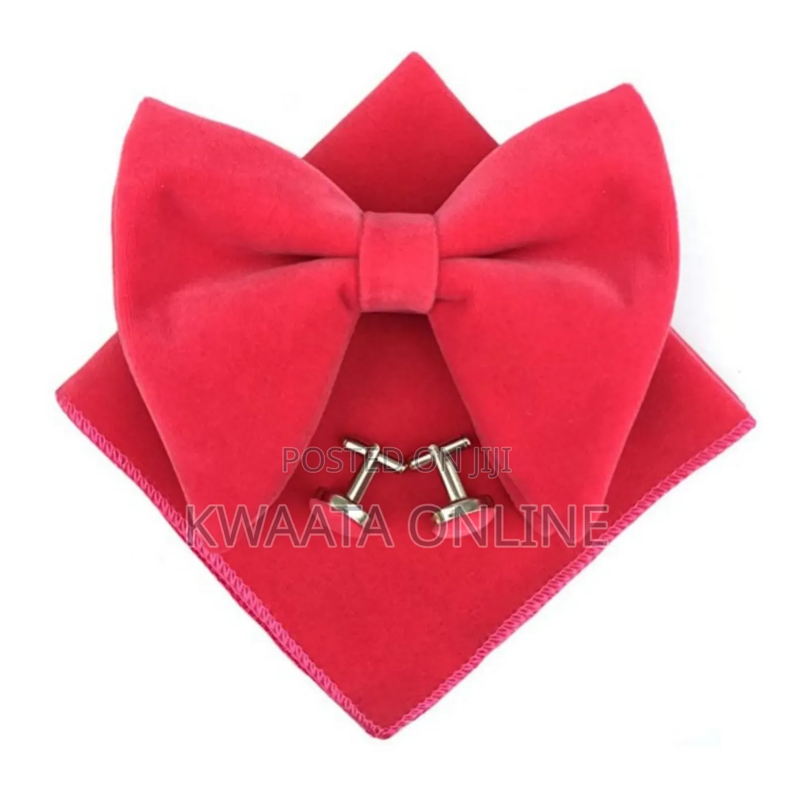 Velvet Bow Ties Cufflinks Pocket Square Sets With Gift Box